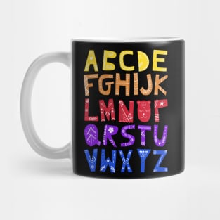 Decorated Alphabet (bright colors) Mug